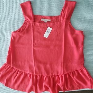 NWT. LOFT Coral Peplum top